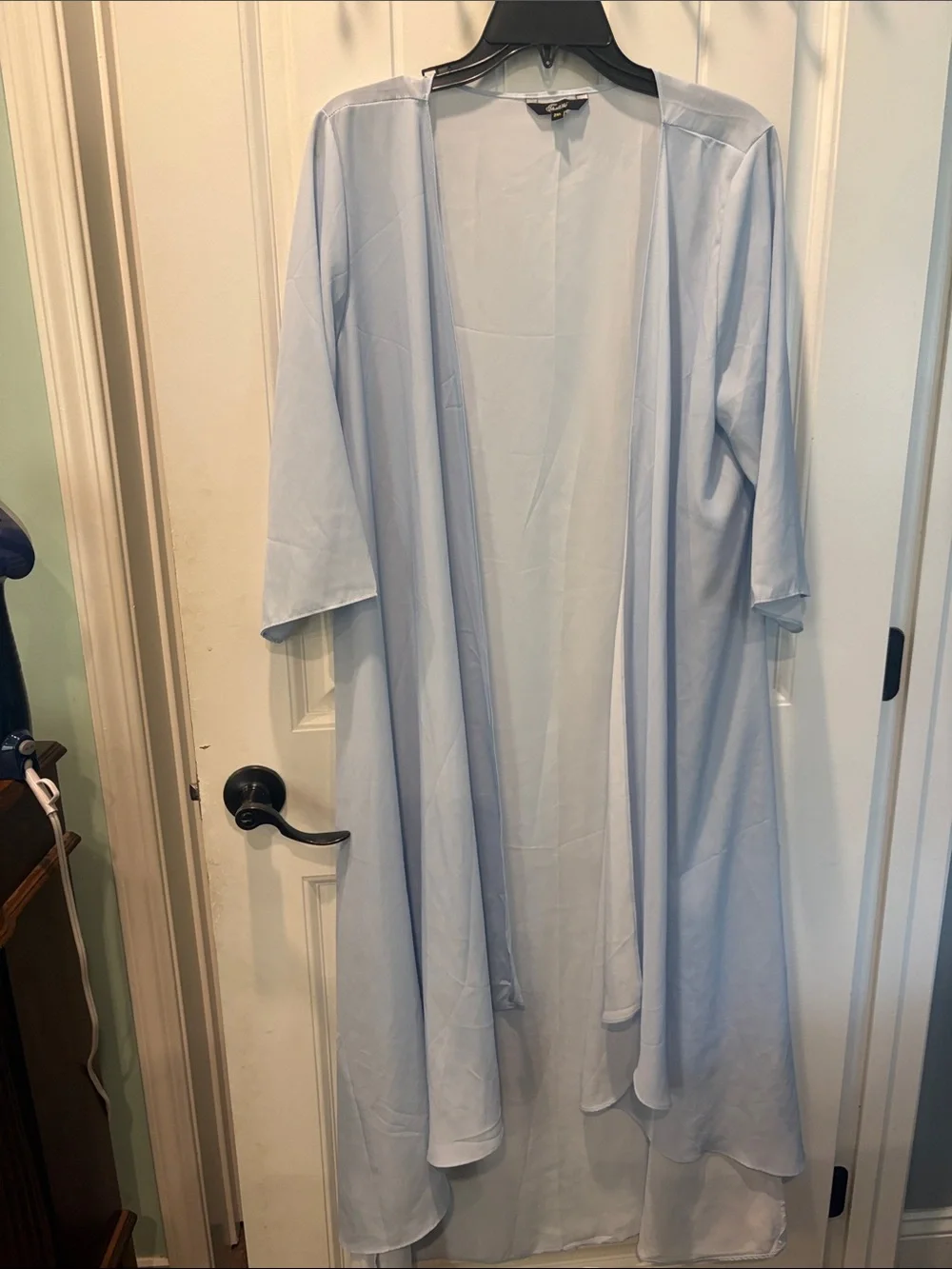 Shall We 2-piece sleeveless light blue floral maxi dress with sheer cardigan NWT